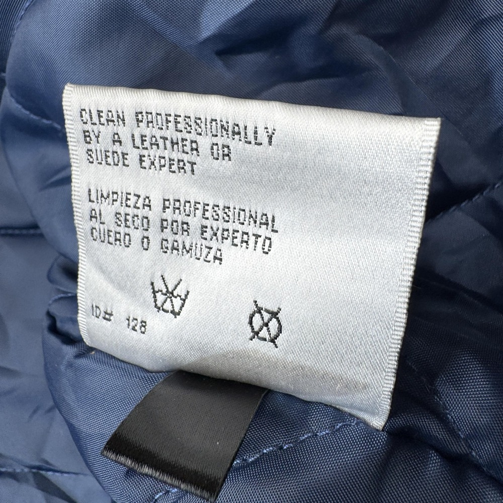 Vintage New York Yankees Leather Jacket Mens Medium Blue Black MLB GIII Bomber - Picture 8 of 16